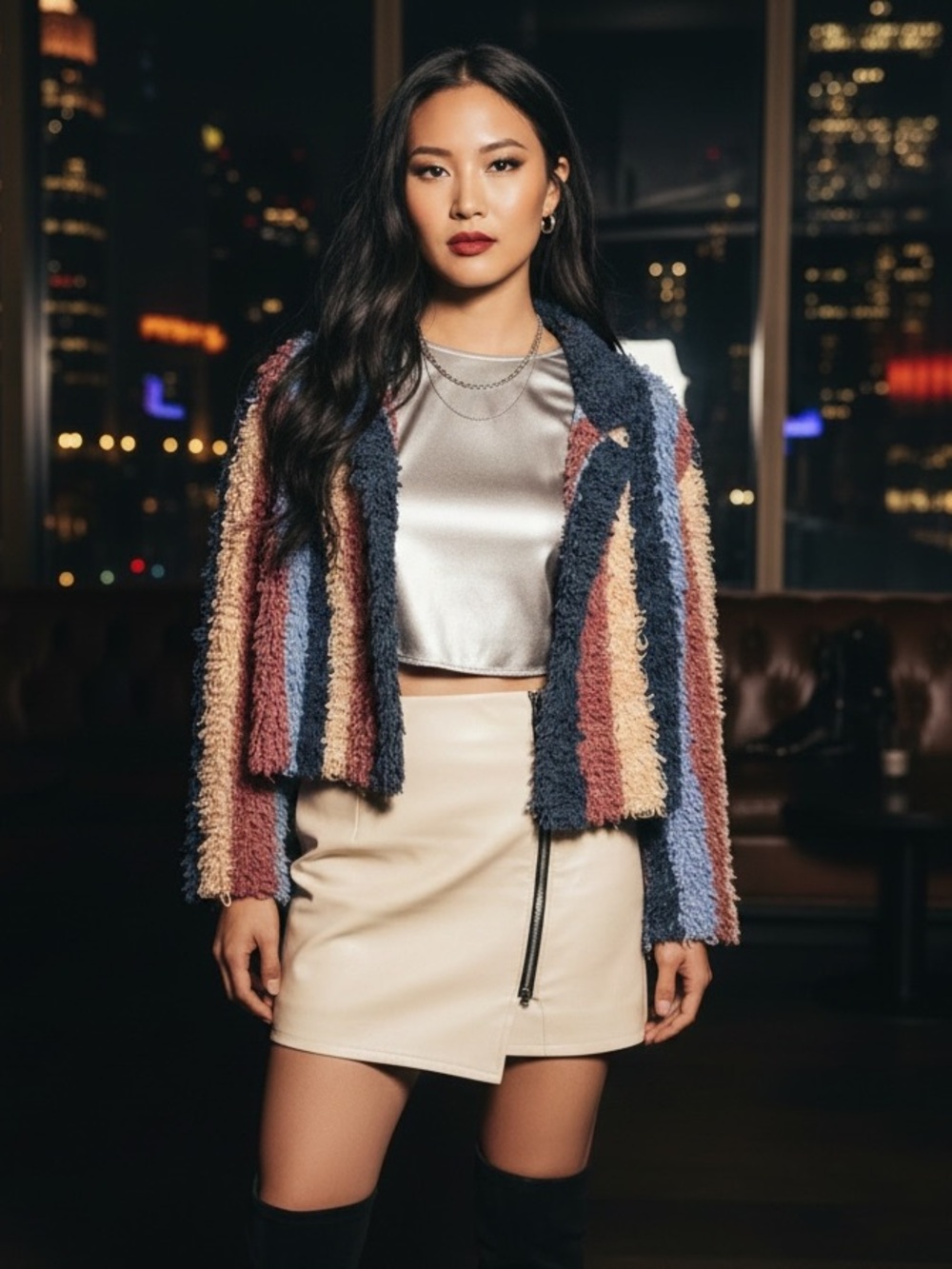 Cleobella Jada Crochet Pastel Stripe crop jacket S